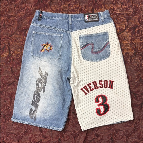 90s Vintage Allen Iverson Unk Denim Shorts - Picture 2 of 5